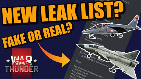 war thinder leak|Leak list